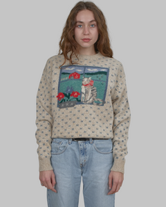 (S/M) 90s Cat Sweater