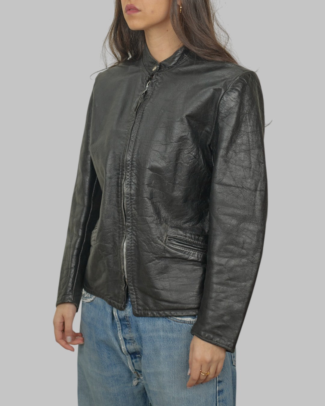 (S/M) 90s Leather Jacket