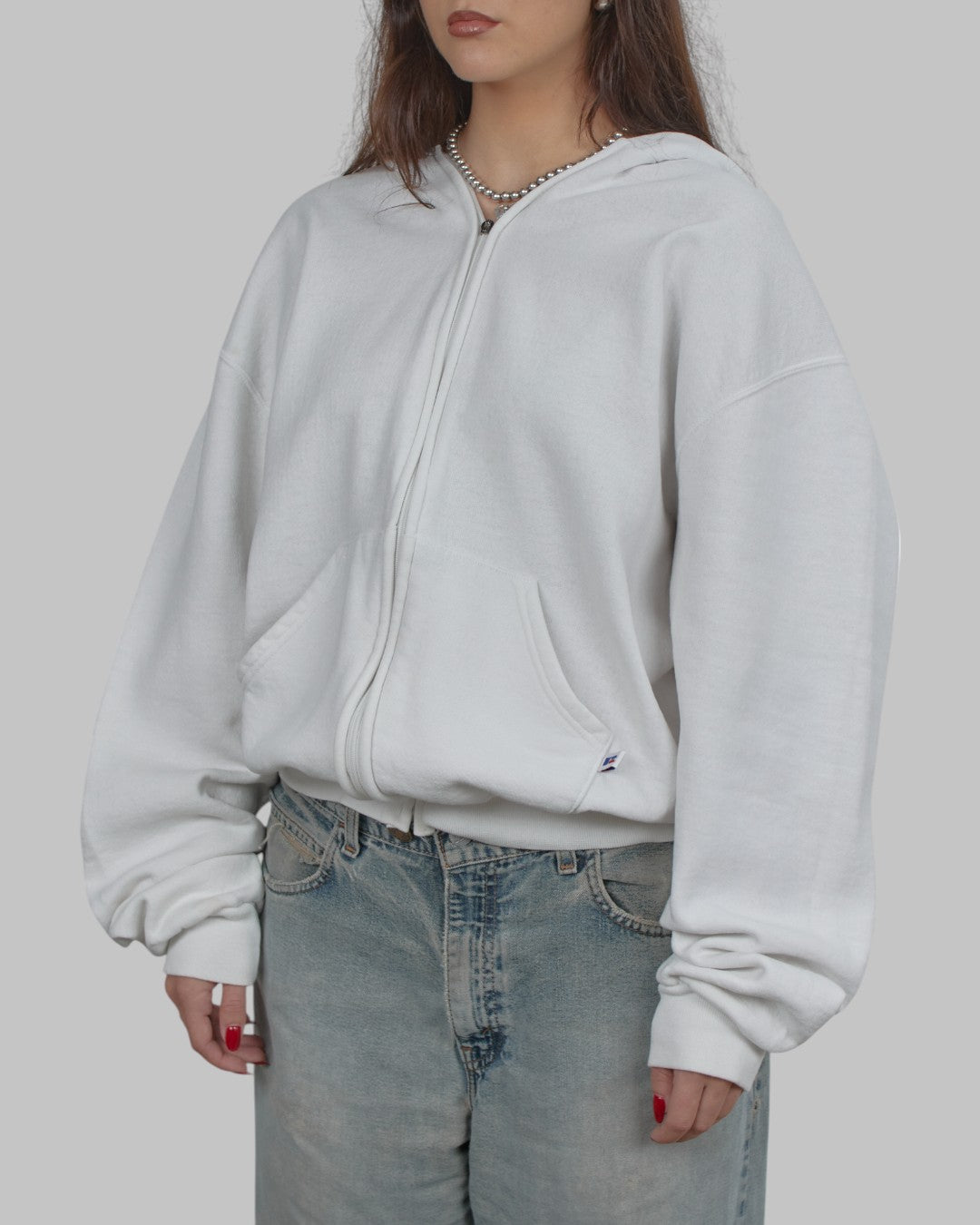 (XL) 90s White Russell Zipup