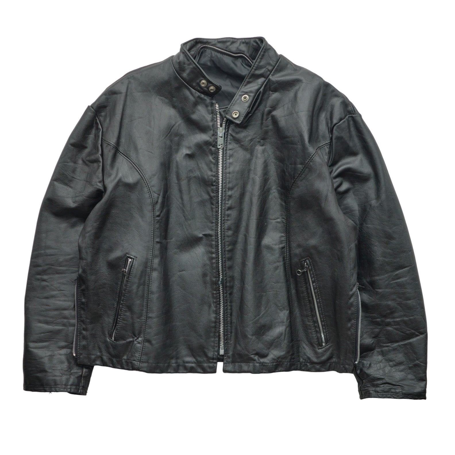 (L) 90s Leather Moto Jacket
